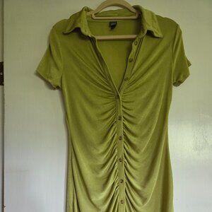 Avocado green short dress or long top, Medium